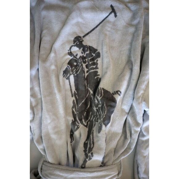 Polo Ralph Lauren P299RL AXKL Men's Sz L/XL White Pony Logo Velour Robe - Picture 7 of 10